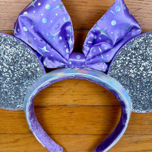 Disney 2022 Tomorrowland Celestial Silver Purple Bow Minnie Ears Headband - Picture 12 of 12